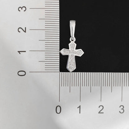 Pingente Crucifixo Cravejado (1,4cmX1cm) (PRATA 925)