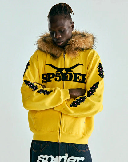 Jaqueta Sp5der “Fur Zip Up”