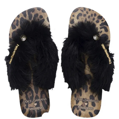 Chinelo Dolce&Gabbana x Havaianas "Top Faux Fur Rose Gold"