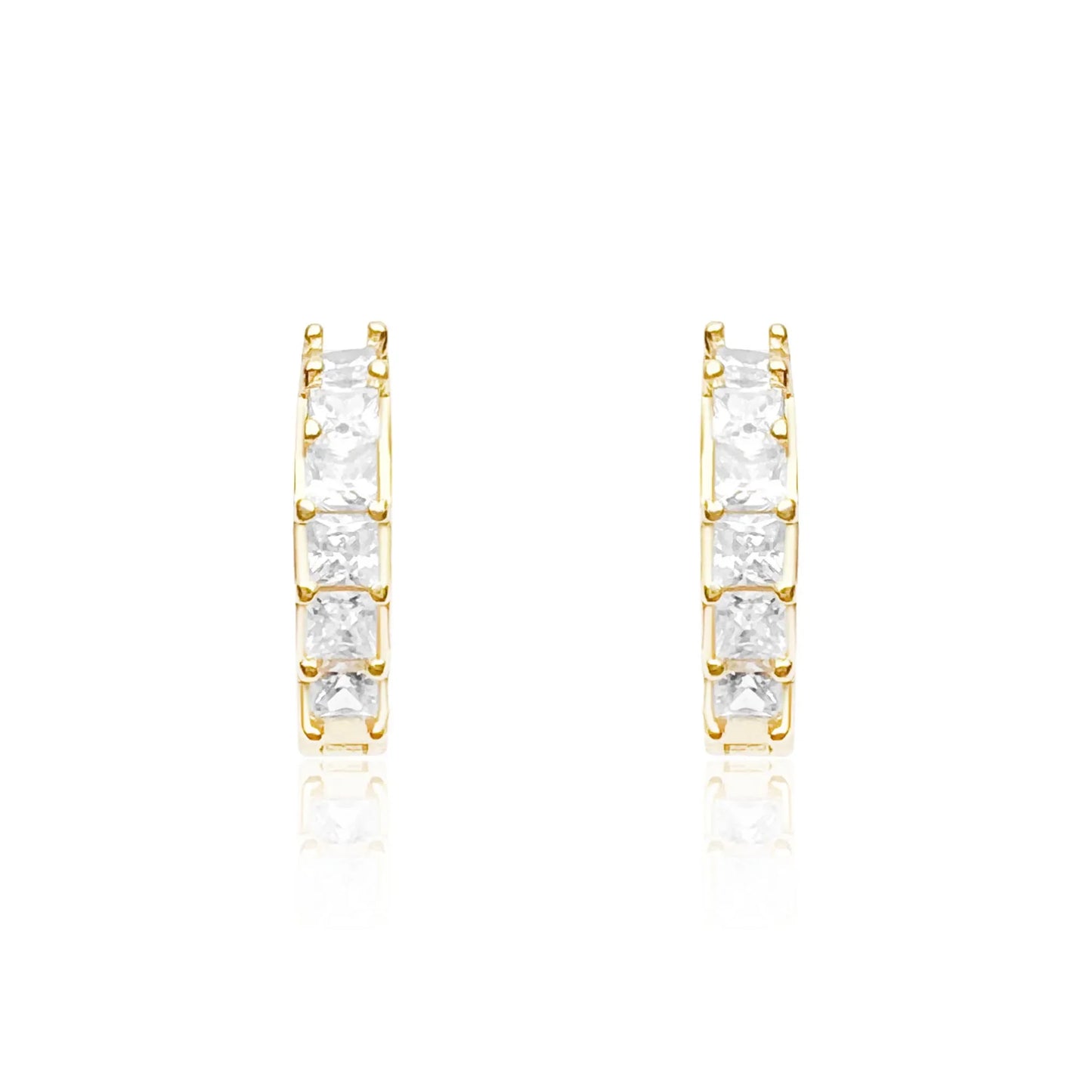 Brinco Argola Carré 6 Pedras (Banho Ouro 24k)