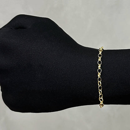 Pulseira Elo Português 5mm (Fecho Boia) (Banho Ouro 24k)