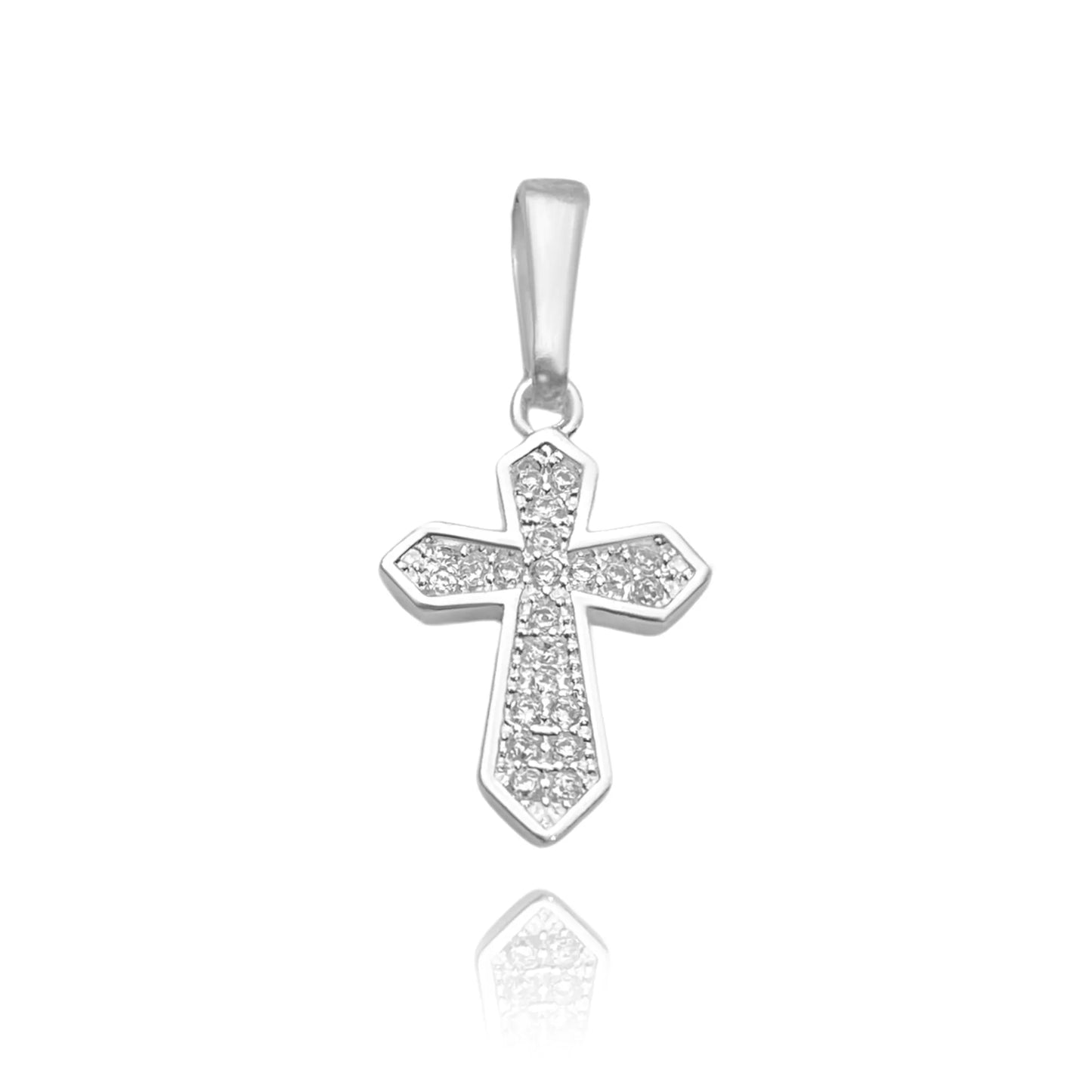 Pingente Crucifixo Cravejado (1,4cmX1cm) (PRATA 925)