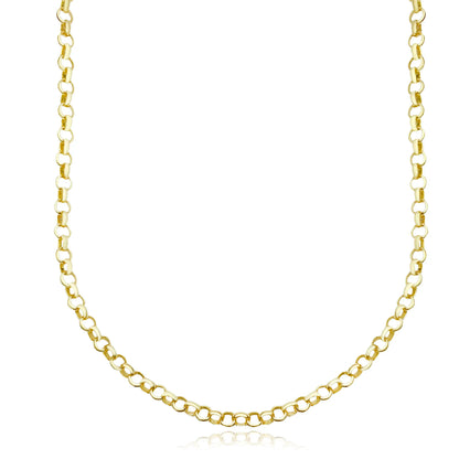 Corrente Elo Português 3mm (Fecho Tradicional) (Banho Ouro 24k)